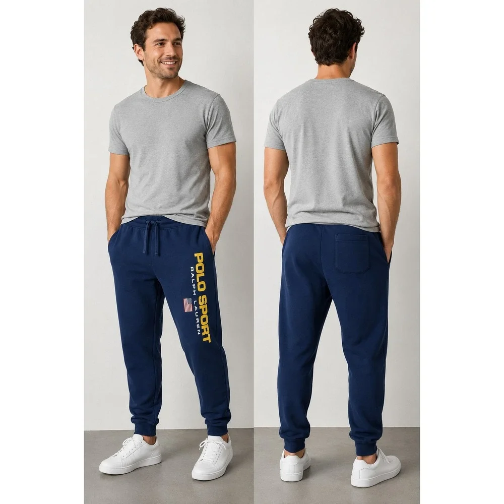 Polo Sport Ralph Lauren Mens Blue Graphic Logo Jogger Sweatpants M Streetwear